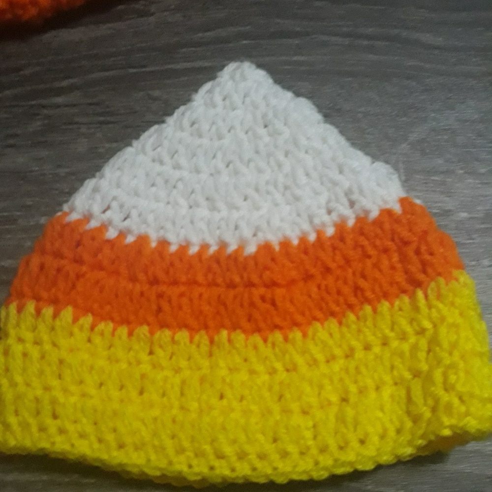 Crochet candy corn beanie